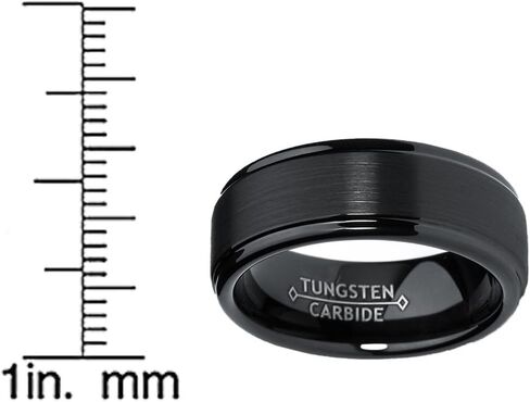 Metal Masters Co. Black Tungsten Ring Wedding Bands High Polish Matte Finish 8MM/6MM His & Hers Men Women in Saudi Arabia