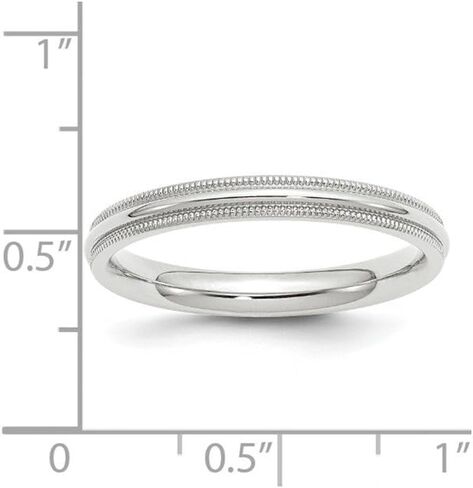 Solid 14k White Gold 3mm Milgrain Comfort Fit Wedding Band Ring in Kuwait