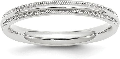 Solid 14k White Gold 3mm Milgrain Comfort Fit Wedding Band Ring in Kuwait