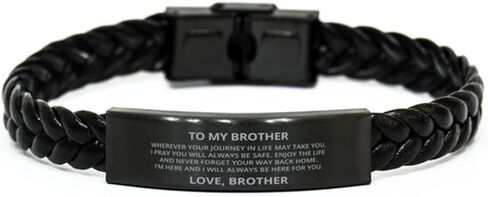 to My Brother Braided Leather Bracelet, Wherever Your Journey in Life May Take You, Best Birthday Gifts, Motivational Gifts from Brother in Saudi Arabia