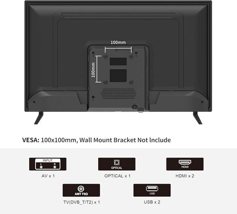 Caixun EC32T1H, 32 inch HD 720P LED TV with HDMI, USB, AV in, Optical (HDMI Cable Included - 2022 Model) in Kuwait