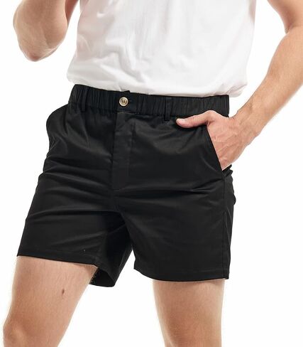 AIMPACT Mens Casual Cotton Shorts Slim Fit Elastic Waist Cargo Shorts 5.5 Inch Inseam with Pockets in Saudi Arabia