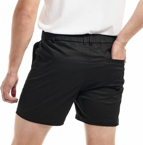 AIMPACT Mens Casual Cotton Shorts Slim Fit Elastic Waist Cargo Shorts 5.5 Inch Inseam with Pockets in Saudi Arabia