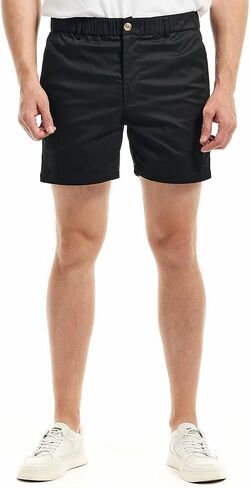 AIMPACT Mens Casual Cotton Shorts Slim Fit Elastic Waist Cargo Shorts 5.5 Inch Inseam with Pockets in Saudi Arabia