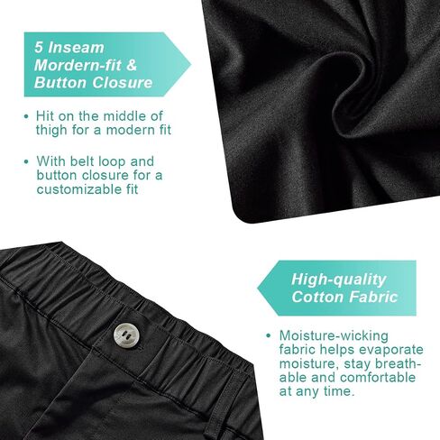 AIMPACT Mens Casual Cotton Shorts Slim Fit Elastic Waist Cargo Shorts 5.5 Inch Inseam with Pockets in Saudi Arabia