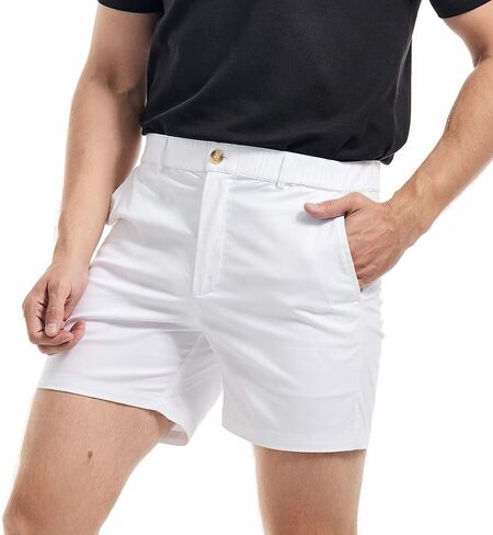 AIMPACT Mens Casual Cotton Shorts Slim Fit Elastic Waist Cargo Shorts 5.5 Inch Inseam with Pockets in Saudi Arabia