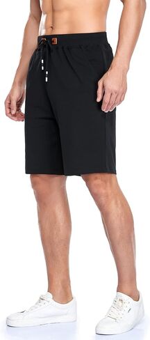Immerguter Mens Shorts Adjustable Elastic Waist Casual Workout Shorts with Pockets in Saudi Arabia