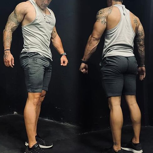 BROKIG Mens Thighs Mesh Gym Workout Shorts, Bodybuilding Slim Athletic Running Shorts for Men with Zipper Pockets in Saudi Arabia