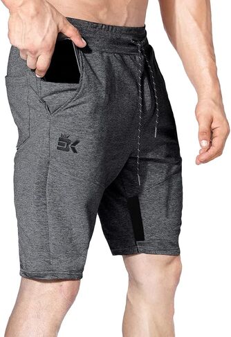 BROKIG Mens Thighs Mesh Gym Workout Shorts, Bodybuilding Slim Athletic Running Shorts for Men with Zipper Pockets in Saudi Arabia