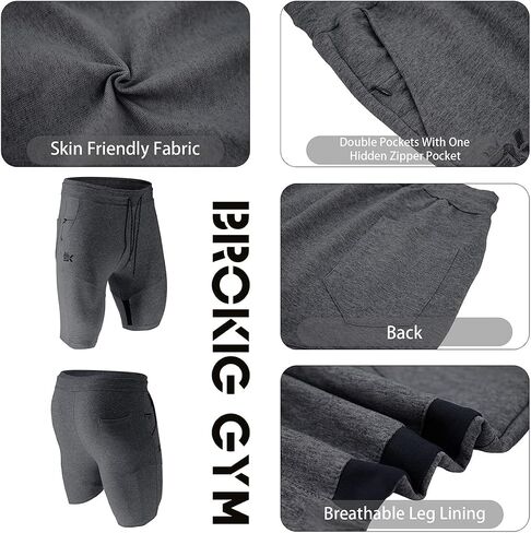 BROKIG Mens Thighs Mesh Gym Workout Shorts, Bodybuilding Slim Athletic Running Shorts for Men with Zipper Pockets in Saudi Arabia