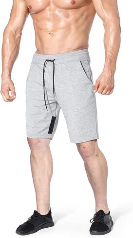 BROKIG Mens Thighs Mesh Gym Workout Shorts, Bodybuilding Slim Athletic Running Shorts for Men with Zipper Pockets in Kuwait
