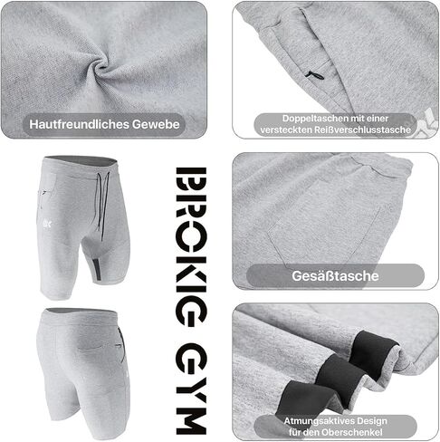 BROKIG Mens Thighs Mesh Gym Workout Shorts, Bodybuilding Slim Athletic Running Shorts for Men with Zipper Pockets in Kuwait