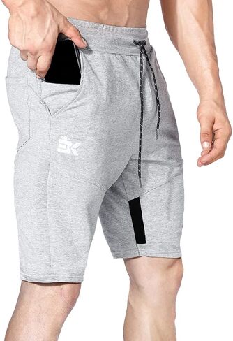 BROKIG Mens Thighs Mesh Gym Workout Shorts, Bodybuilding Slim Athletic Running Shorts for Men with Zipper Pockets in Kuwait