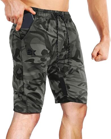 BROKIG Mens Thighs Mesh Gym Workout Shorts, Bodybuilding Slim Athletic Running Shorts for Men with Zipper Pockets in Saudi Arabia