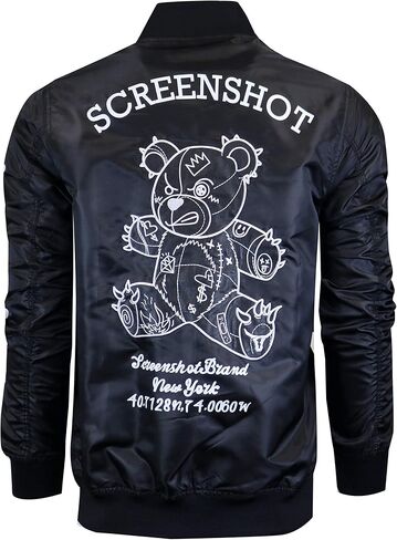 SCREENSHOT Hip-Hop Urban NYC Fashion Bomber Jacket - Modern Outdoor Lightweight Streetwear Graffiti Print Zip Up Top in Kuwait