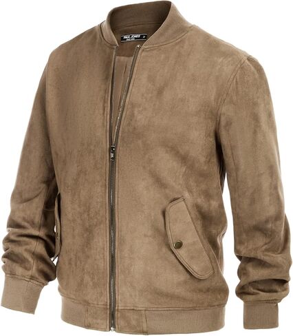 PJ PAUL JONES Mens Flight Suede Jackets Vintage Soft Bomber Varsity Jackets in Saudi Arabia