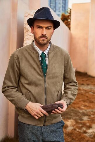 PJ PAUL JONES Mens Flight Suede Jackets Vintage Soft Bomber Varsity Jackets in Saudi Arabia