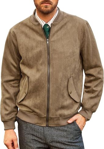 PJ PAUL JONES Mens Flight Suede Jackets Vintage Soft Bomber Varsity Jackets in Saudi Arabia