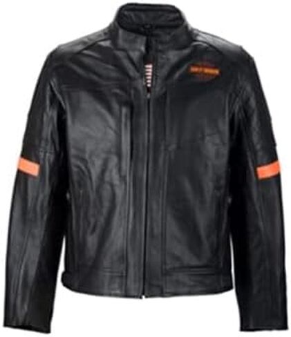 Men's Motorcycle Real Cow Leather Jacket for Moto Biker Black in Saudi Arabia