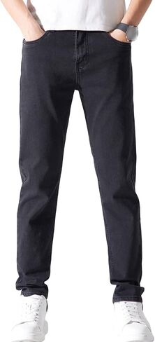 Men's Slim Fit Skinny Stretch Jeans Classic Retro Straight Leg Denim Pants Washed Distressed Comfy Jean Trousers in Saudi Arabia