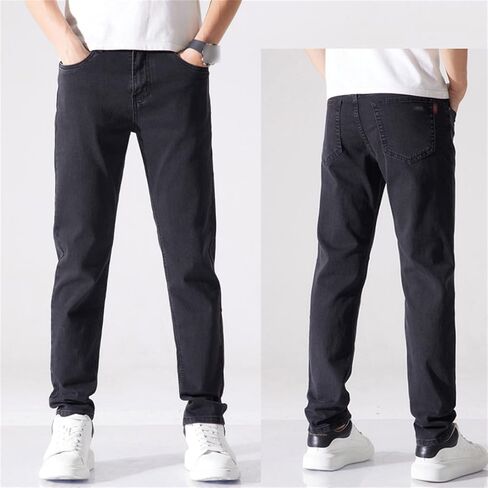 Men's Slim Fit Skinny Stretch Jeans Classic Retro Straight Leg Denim Pants Washed Distressed Comfy Jean Trousers in Saudi Arabia