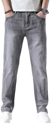 Men's Slim Fit Skinny Stretch Jeans Classic Retro Straight Leg Denim Pants Washed Distressed Comfy Jean Trousers in Saudi Arabia