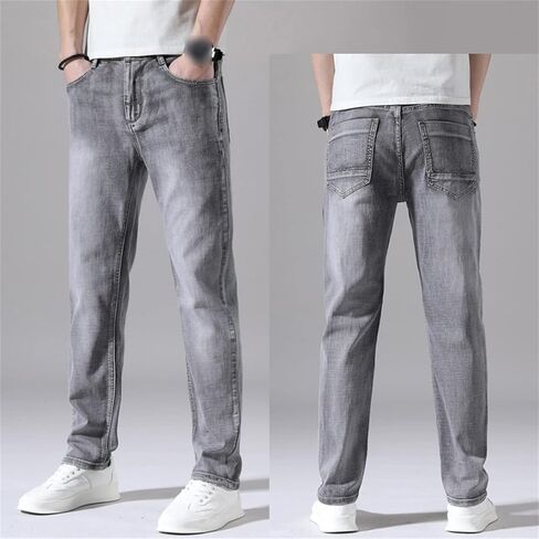 Men's Slim Fit Skinny Stretch Jeans Classic Retro Straight Leg Denim Pants Washed Distressed Comfy Jean Trousers in Saudi Arabia
