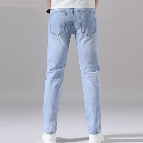 Men's Slim Fit Skinny Stretch Jeans Classic Retro Straight Leg Denim Pants Washed Distressed Comfy Jean Trousers in Saudi Arabia