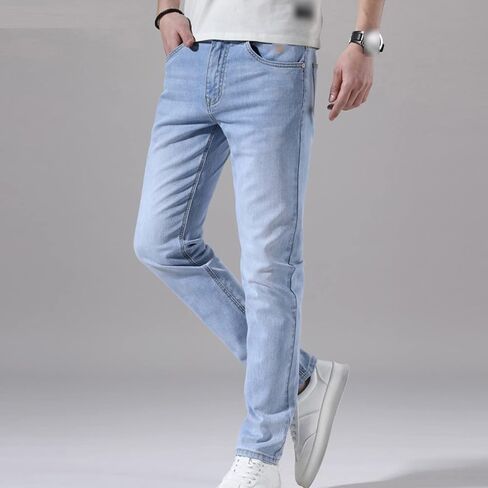 Men's Slim Fit Skinny Stretch Jeans Classic Retro Straight Leg Denim Pants Washed Distressed Comfy Jean Trousers in Saudi Arabia