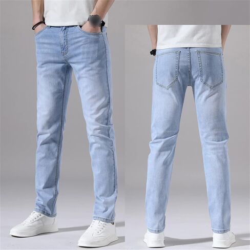 Men's Slim Fit Skinny Stretch Jeans Classic Retro Straight Leg Denim Pants Washed Distressed Comfy Jean Trousers in Saudi Arabia