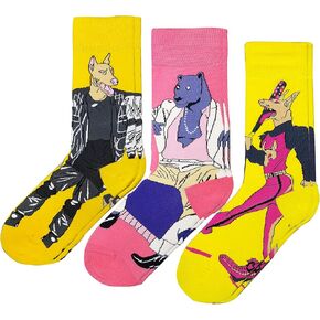 3 أزواج من الجوارب القطنية المبتكرة بنمط الرسم المجنون السخيف، رسوم كرتونية على شكل نمر كلب، جوارب برسومات رائعة للكاحل العالي، للرجال والنساء، هدايا مناسبة، جوارب للأزواج in Kuwait