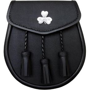 AAR Black Leather Sporran with Tassels and Shamrock Badge in Saudi Arabia
