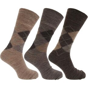 HDUK Mens Socks 3X Pairs Of Lambswool Blend Non Elastic Argyle Design Socks in Saudi Arabia