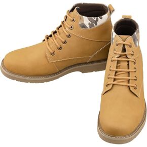 أحذية CALTO الرجالية غير المرئية لزيادة الارتفاع - أحذية عمل جلدية برباط بمقدمة مستديرة - طول 3.2 بوصة in Kuwait