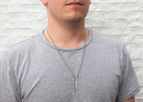 قلادة متدلية من الفولاذ المقاوم للصدأ فضية اللون مقاس 24 بوصة من اونز سيف كروس, 24 Inch, ستانلس ستيل, غير معروف in Kuwait