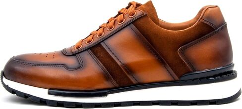Bastanchury Sneakers for Men Leather Mens Casual Shoes Handmade Stained Blake Construction Retro Men's Fashion Sneakers in Saudi Arabia