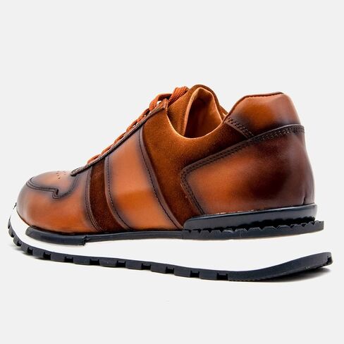 Bastanchury Sneakers for Men Leather Mens Casual Shoes Handmade Stained Blake Construction Retro Men's Fashion Sneakers in Saudi Arabia