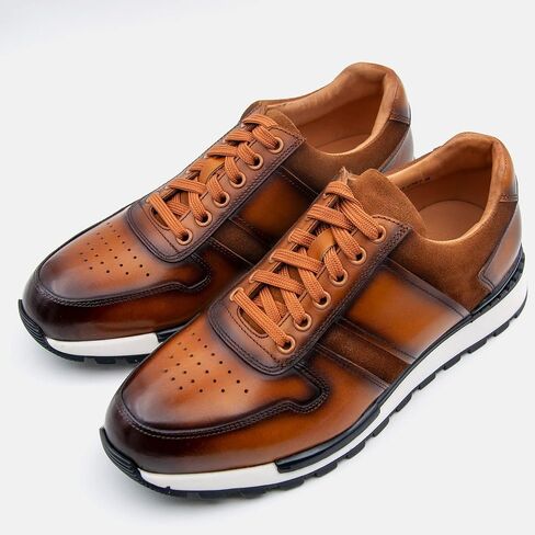 Bastanchury Sneakers for Men Leather Mens Casual Shoes Handmade Stained Blake Construction Retro Men's Fashion Sneakers in Saudi Arabia