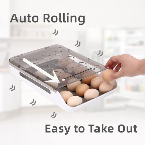 SevenTag Stackable Egg Organizers | Automatic Scrolling Storage Containers | BPA Free, Auto Rolling Plastic Egg holders for Freezer, Refrigerator, Cabinet, and Kitchen Pantry Storage (Blue) in Saudi Arabia