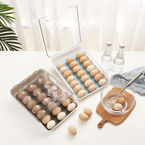 SevenTag Stackable Egg Organizers | Automatic Scrolling Storage Containers | BPA Free, Auto Rolling Plastic Egg holders for Freezer, Refrigerator, Cabinet, and Kitchen Pantry Storage (Blue) in Saudi Arabia
