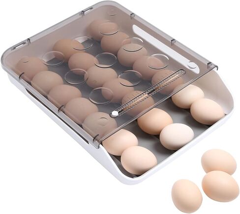 SevenTag Stackable Egg Organizers | Automatic Scrolling Storage Containers | BPA Free, Auto Rolling Plastic Egg holders for Freezer, Refrigerator, Cabinet, and Kitchen Pantry Storage (Blue) in Saudi Arabia