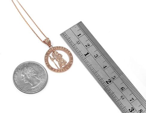 CaliRoseJewelry 14k Gold St Christopher Protect Us Round Charm Pendant Necklace in Saudi Arabia
