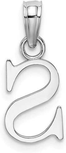 Solid 10K White Gold S Block Initial Letter Alphabet Charm Pendant in Saudi Arabia