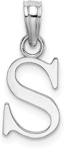 Solid 10K White Gold S Block Initial Letter Alphabet Charm Pendant in Saudi Arabia