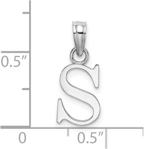 Solid 10K White Gold S Block Initial Letter Alphabet Charm Pendant in Saudi Arabia