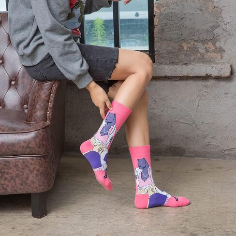 3 أزواج من الجوارب القطنية المبتكرة بنمط الرسم المجنون السخيف، رسوم كرتونية على شكل نمر كلب، جوارب برسومات رائعة للكاحل العالي، للرجال والنساء، هدايا مناسبة، جوارب للأزواج in Kuwait