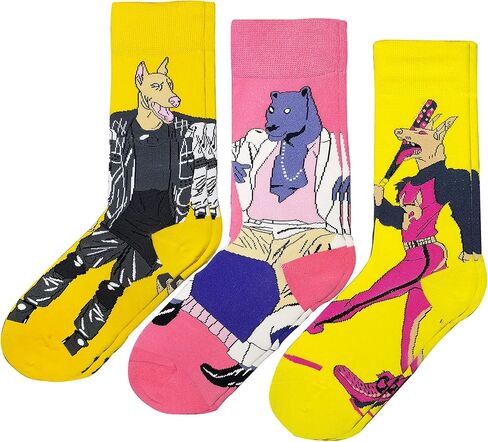 3 أزواج من الجوارب القطنية المبتكرة بنمط الرسم المجنون السخيف، رسوم كرتونية على شكل نمر كلب، جوارب برسومات رائعة للكاحل العالي، للرجال والنساء، هدايا مناسبة، جوارب للأزواج in Kuwait