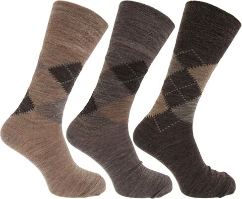 HDUK Mens Socks 3X Pairs Of Lambswool Blend Non Elastic Argyle Design Socks in Saudi Arabia
