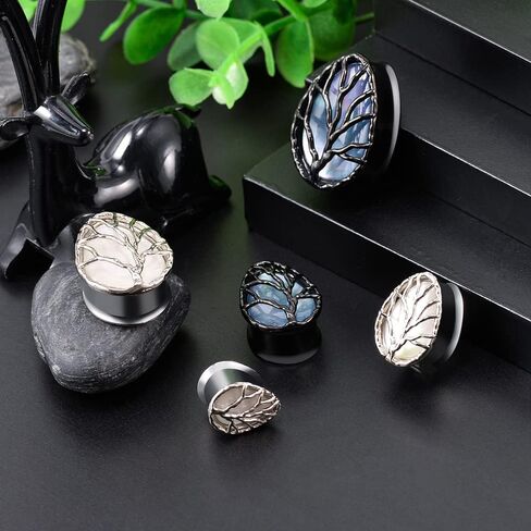 COOEAR Tear Drop Design Stainless Steel Gauges for Ears Lift Tree Natural Seashell Plugs and Tunnels. in Kuwait