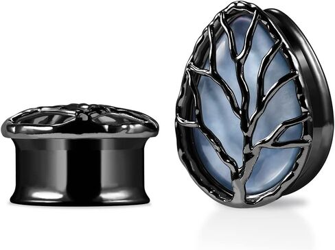 COOEAR Tear Drop Design Stainless Steel Gauges for Ears Lift Tree Natural Seashell Plugs and Tunnels. in Kuwait